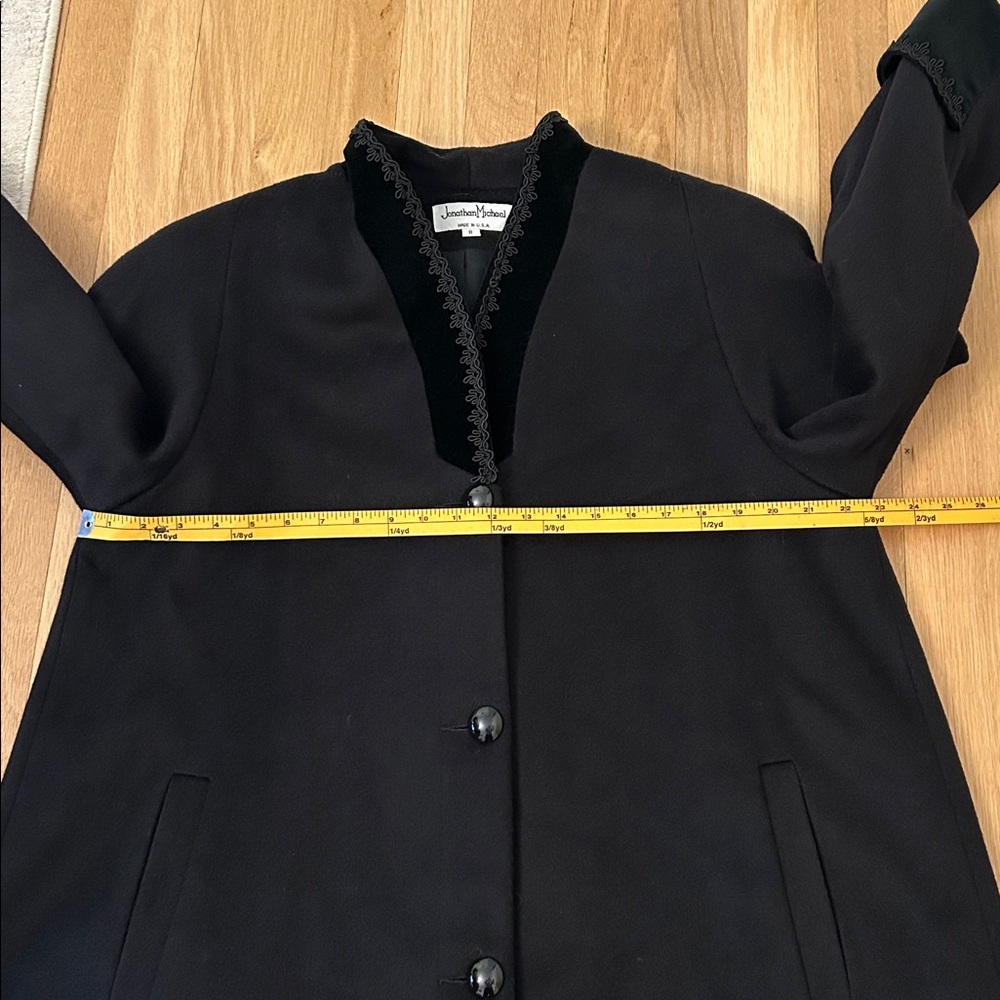 Jonathan Michael Velvet Trim Wool Nylon Black Coat Women’s Size 8 - Picture 5 of 17
